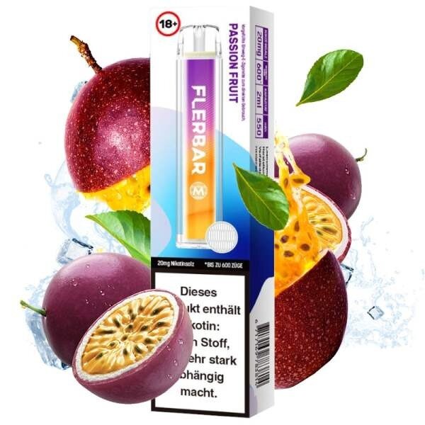 Flerbar Passion Fruit Vape 600züge - Nikotin 20 mg