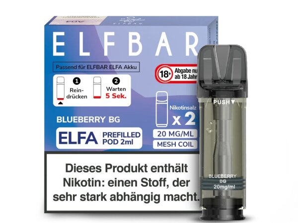 ELFBAR ELFA Pod | Blueberry BG | 20mg Nikotin | 2er Pack