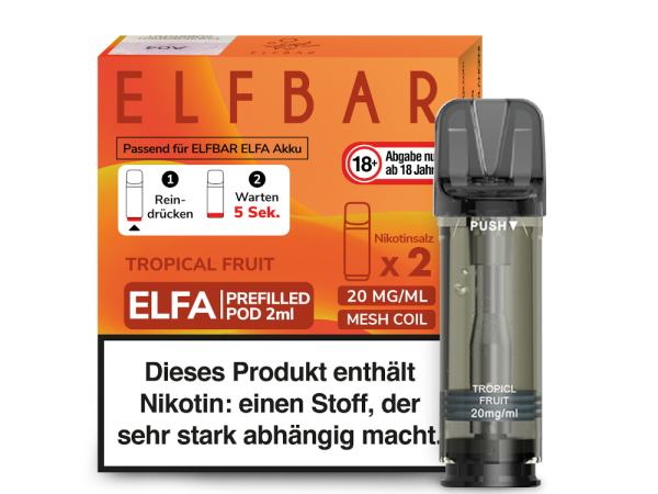 ELFBAR ELFA Pod | Tropical Fruit | 20mg Nikotin | 2er Pack