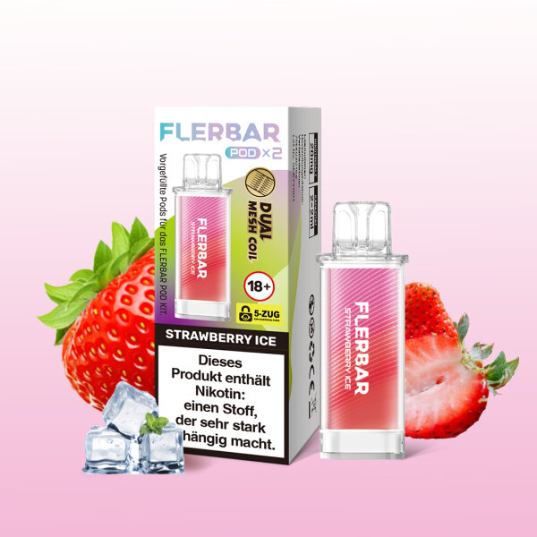 Flerbar Pod | Strawberry Ice | 2 ml | Nikotin 20 mg | 2er Pack