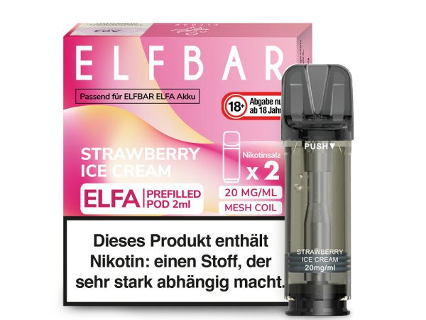 ELFBAR ELFA Pod | Strawberry Ice Cream | 20mg Nikotin | 2er Pack