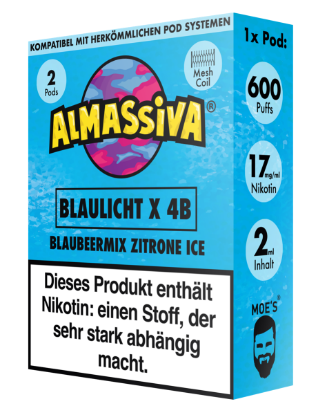 Almassiva Pod | Blaulicht X 4B | Nikotinhaltig 17mg | 2er Pack