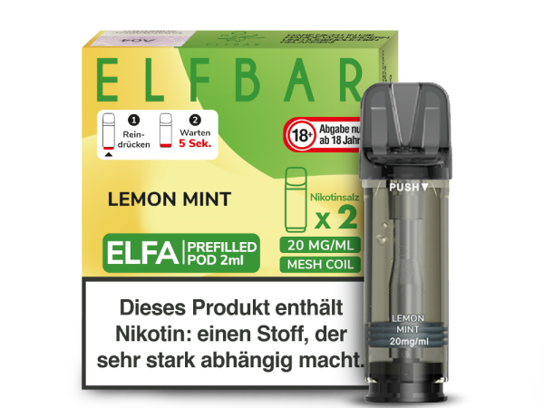 ELFBAR ELFA Pod | Lemon Mint  | 20mg Nikotin | 2er Pack